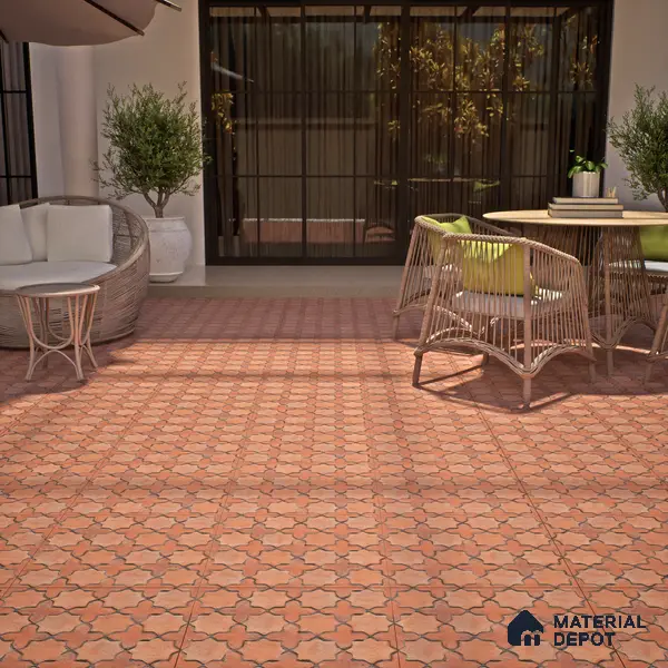 Parking Floor Tile TL 02756 Gemstone Rosso 16 x 16 inch Vitrified Anti Skid Matte Finish Heavy Duty Tile - 12 mm | Suitable For Outdoor, High Traffic Areas, Terrace | Pattern Alignment May Vary | 2-3 mm Spacer is Mandatory