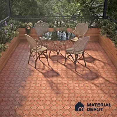 Parking Floor Tile TL 02756 Gemstone Rosso 16 x 16 inch Vitrified Anti Skid Matte Finish Heavy Duty Tile - 12 mm | Suitable For Outdoor, High Traffic Areas, Terrace | Pattern Alignment May Vary | 2-3 mm Spacer is Mandatory