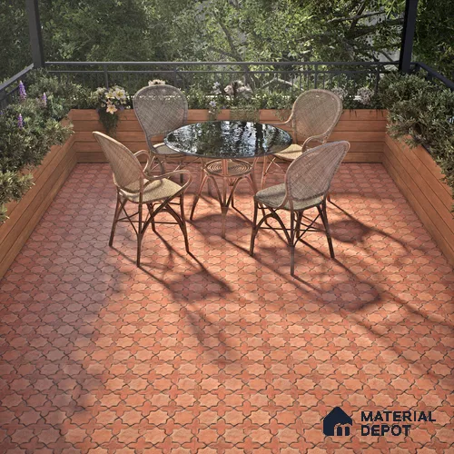 Parking Floor Tile TL 02756 Gemstone Rosso 16 x 16 inch Vitrified Anti Skid Matte Finish Heavy Duty Tile - 12 mm | Suitable For Outdoor, High Traffic Areas, Terrace | Pattern Alignment May Vary | 2-3 mm Spacer is Mandatory
