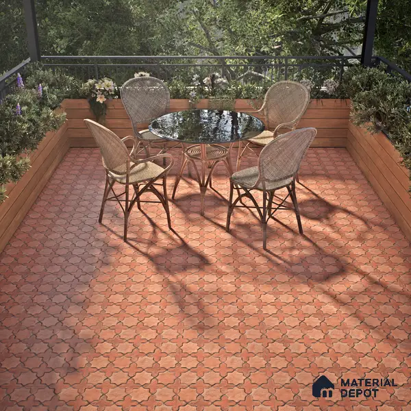 Parking Floor Tile TL 02756 Gemstone Rosso 16 x 16 inch Vitrified Anti Skid Matte Finish Heavy Duty Tile - 12 mm | Suitable For Outdoor, High Traffic Areas, Terrace | Pattern Alignment May Vary | 2-3 mm Spacer is Mandatory