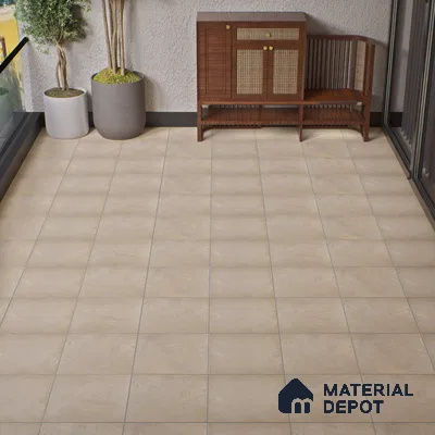 Parking Floor Tile TL 02770 Petrus Creamy 16 x 16 inch Anti Skid Matte Finish Vitrified Tile - 12 mm | 4 Random Design | Suitbale For Outdoor, Balcony, Terrace | Pattern Alignment May Vary | 2-3 mm Spacer is Mandatory (Sample)