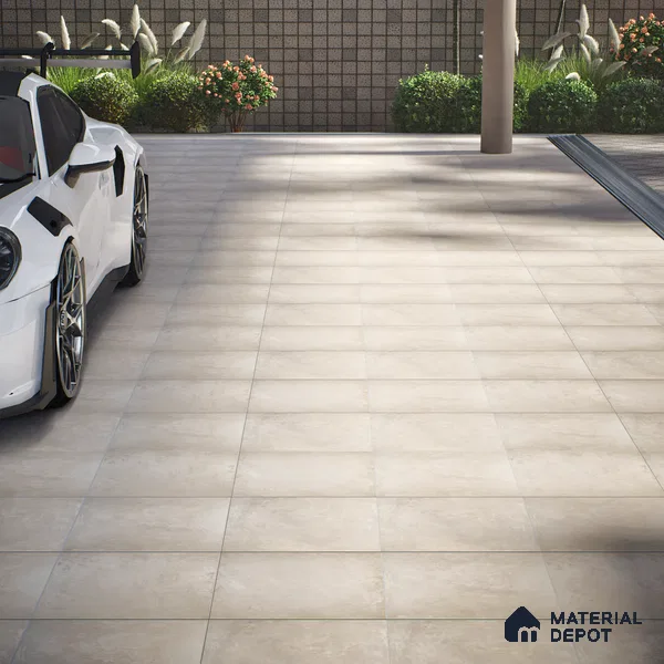 Parking Floor Tile TL 02770 Petrus Creamy 16 x 16 inch Anti Skid Matte Finish Vitrified Tile - 12 mm | 4 Random Design | Suitbale For Outdoor, Balcony, Terrace | Pattern Alignment May Vary | 2-3 mm Spacer is Mandatory (Sample)