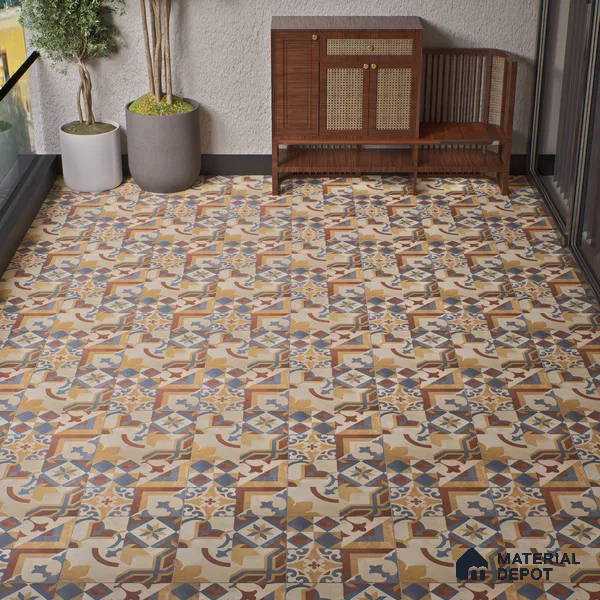 Parking Floor Tile TL 02773 Petrus Decor 2 16 x 16 inch Anti Skid Matte Finish Vitrified Tile - 12 mm | 4 Random Design | Suitbale For Outdoor, Balcony, Terrace | Pattern Alignment May Vary | 2-3 mm Spacer is Mandatory (Sample)