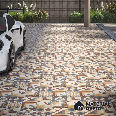 Parking Floor Tile TL 02773 Petrus Decor 2 16 x 16 inch Anti Skid Matte Finish Vitrified Tile - 12 mm | 4 Random Design | Suitbale For Outdoor, Balcony, Terrace | Pattern Alignment May Vary | 2-3 mm Spacer is Mandatory (Sample)