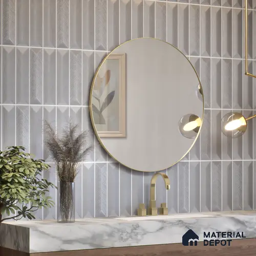 Subway Wall Tile TL 04999 B Lucent Decor Knitted Fabric Grey 12 x 3 inch Ceramic Matte Finish - 6 mm | Suitable for Highlighter Walls, Foyer, Bathroom, Kitchen Wall & Backsplashes