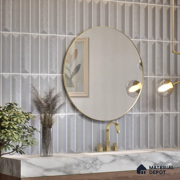 Subway Wall Tile TL 04999 C Lucent Base Knitted Fabric Grey 12 x 3 inch Ceramic Matte Finish - 6 mm | Suitable for Highlighter Walls, Foyer, Bathroom, Kitchen Wall & Backsplashes