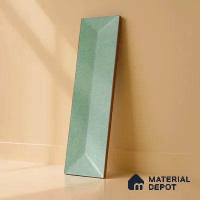 Subway Wall Tile TL 04999 D Lucent Base Knitted Fabric Green 12 x 3 inch Ceramic Matte Finish - 6 mm | Suitable for Highlighter Walls, Foyer, Bathroom, Kitchen Wall & Backsplashes