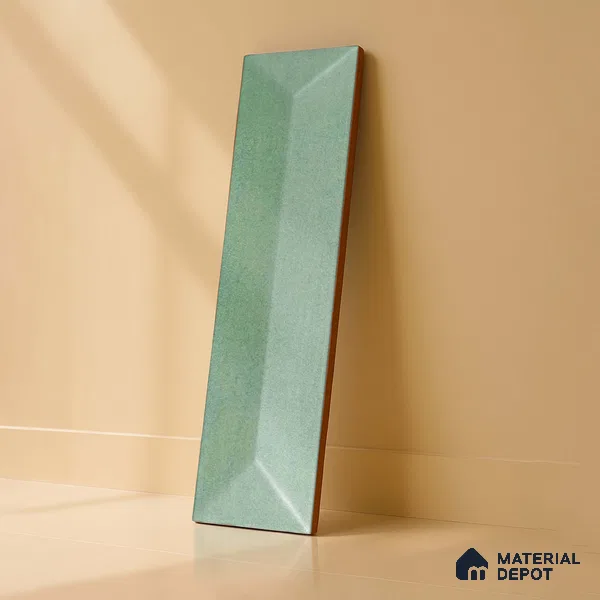 Subway Wall Tile TL 04999 D Lucent Base Knitted Fabric Green 12 x 3 inch Ceramic Matte Finish - 6 mm | Suitable for Highlighter Walls, Foyer, Bathroom, Kitchen Wall & Backsplashes