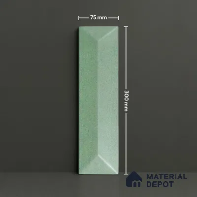 Subway Wall Tile TL 04999 D Lucent Base Knitted Fabric Green 12 x 3 inch Ceramic Matte Finish - 6 mm | Suitable for Highlighter Walls, Foyer, Bathroom, Kitchen Wall & Backsplashes