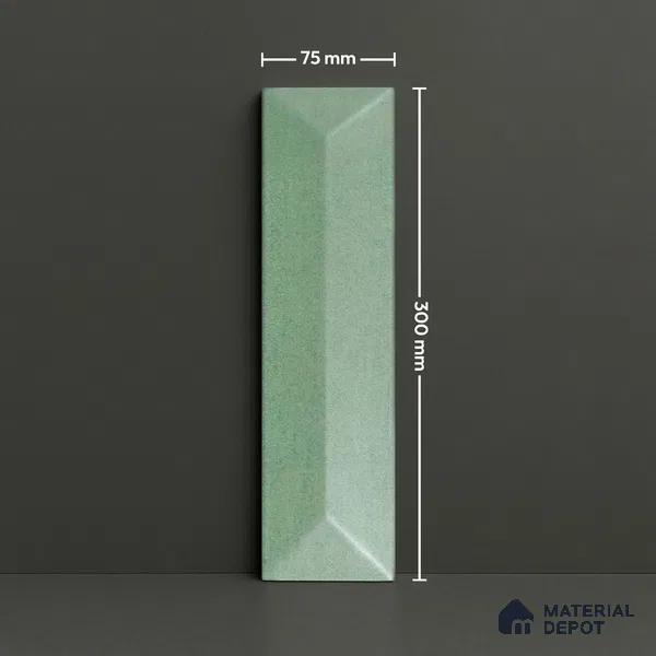 Subway Wall Tile TL 04999 D Lucent Base Knitted Fabric Green 12 x 3 inch Ceramic Matte Finish - 6 mm | Suitable for Highlighter Walls, Foyer, Bathroom, Kitchen Wall & Backsplashes