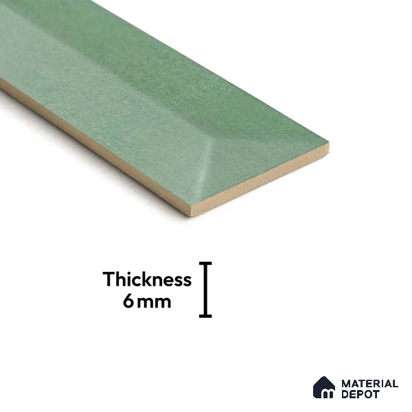 Subway Wall Tile TL 04999 D Lucent Base Knitted Fabric Green 12 x 3 inch Ceramic Matte Finish - 6 mm | Suitable for Highlighter Walls, Foyer, Bathroom, Kitchen Wall & Backsplashes