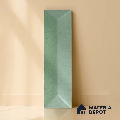 Subway Wall Tile TL 04999 D Lucent Base Knitted Fabric Green 12 x 3 inch Ceramic Matte Finish - 6 mm | Suitable for Highlighter Walls, Foyer, Bathroom, Kitchen Wall & Backsplashes
