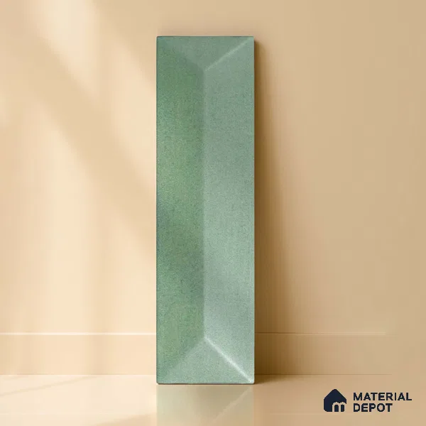 Subway Wall Tile TL 04999 D Lucent Base Knitted Fabric Green 12 x 3 inch Ceramic Matte Finish - 6 mm | Suitable for Highlighter Walls, Foyer, Bathroom, Kitchen Wall & Backsplashes