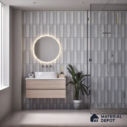 Subway Wall Tile TL 04999 E Lucent Decor Knitted Fabric Lilac 12 x 3 inch Ceramic Matte Finish - 6 mm | Suitable for Highlighter Walls, Foyer, Bathroom, Kitchen Wall & Backsplashes