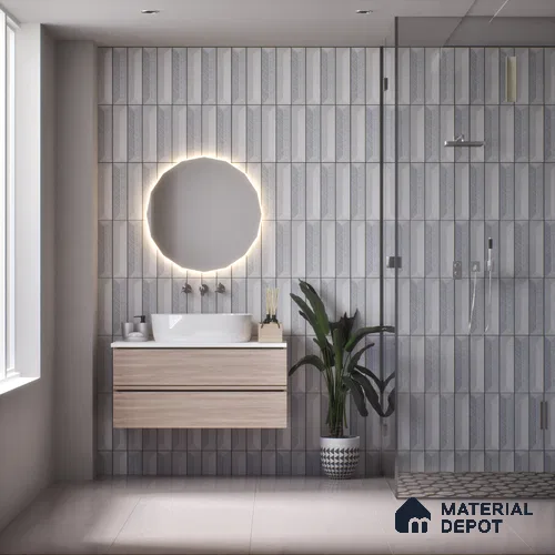Subway Wall Tile TL 04999 F Lucent Base Knitted Fabric Lilac 12 x 3 inch Ceramic Matte Finish - 6 mm | Suitable for Highlighter Walls, Foyer, Bathroom, Kitchen Wall & Backsplashes
