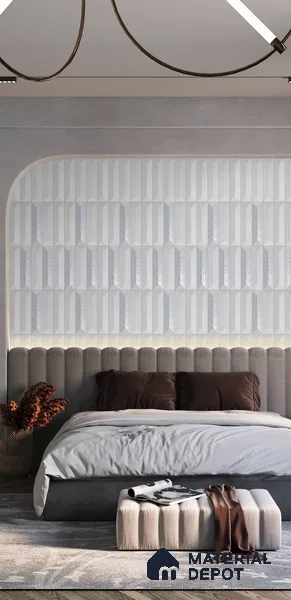 Subway Wall Tile TL 04999 F Lucent Base Knitted Fabric Lilac 12 x 3 inch Ceramic Matte Finish - 6 mm | Suitable for Highlighter Walls, Foyer, Bathroom, Kitchen Wall & Backsplashes (Sample)