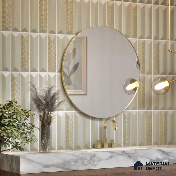 Subway Wall Tile TL 04999 I Lucent Decor Knitted Fabric Yellow 12 x 3 inch Ceramic Matte Finish - 6 mm | Suitable for Highlighter Walls, Foyer, Bathroom, Kitchen Wall & Backsplashes (Sample)