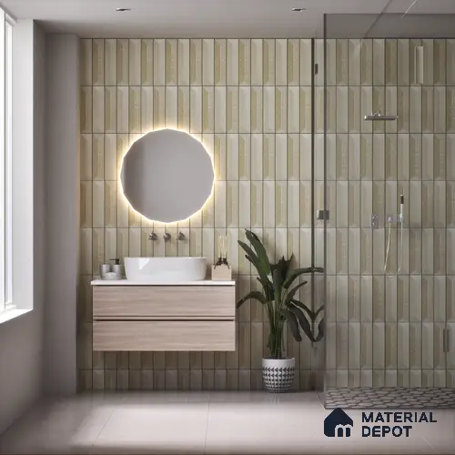 Subway Wall Tile TL 04999 I Lucent Decor Knitted Fabric Yellow 12 x 3 inch Ceramic Matte Finish - 6 mm | Suitable for Highlighter Walls, Foyer, Bathroom, Kitchen Wall & Backsplashes