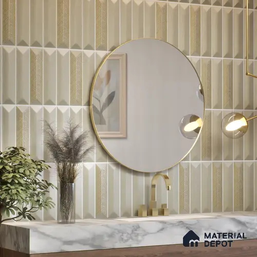 Subway Wall Tile TL 04999 J Lucent Base Knitted Fabric Yellow 12 x 3 inch Ceramic Matte Finish - 6 mm | Suitable for Highlighter Walls, Foyer, Bathroom, Kitchen Wall & Backsplashes