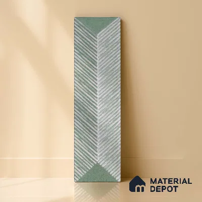 Subway Wall Tile TL 04999 Lucent Decor Knitted Fabric Green 12 x 3 inch Ceramic Matte Finish - 6 mm | Suitable for Highlighter Walls, Foyer, Bathroom, Kitchen Wall & Backsplashes (Sample)