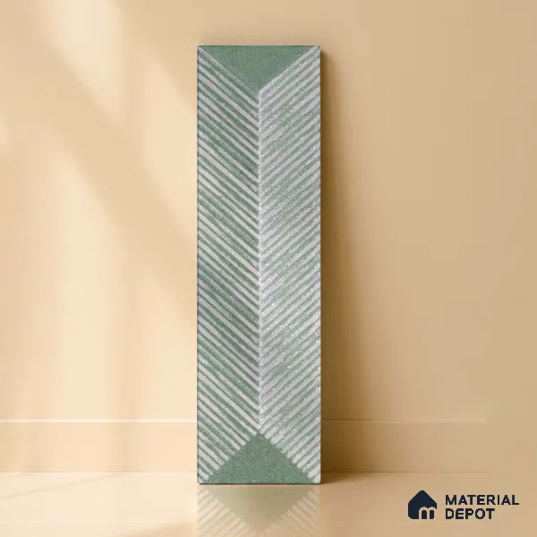 Subway Wall Tile TL 04999 Lucent Decor Knitted Fabric Green 12 x 3 inch Ceramic Matte Finish - 6 mm | Suitable for Highlighter Walls, Foyer, Bathroom, Kitchen Wall & Backsplashes (Sample)