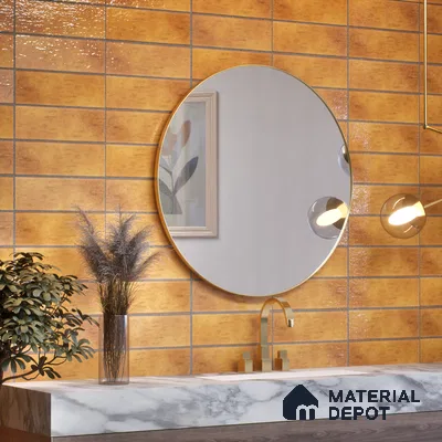 Subway Wall Tile TL 05003 B Lucent Vertiline Brick Gold 9 x 3 inch Ceramic Glossy Finish - 9 mm | Suitable for Highlighter Walls, Foyer, Bathroom, Kitchen Wall & Backsplashes (Sample)