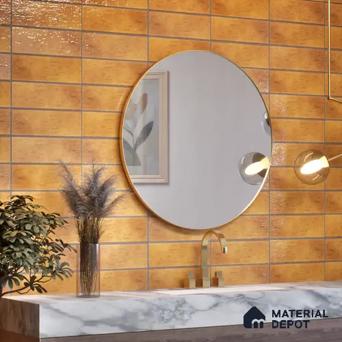 Subway Wall Tile TL 05003 B Lucent Vertiline Brick Gold 9 x 3 inch Ceramic Glossy Finish - 9 mm | Suitable for Highlighter Walls, Foyer, Bathroom, Kitchen Wall & Backsplashes