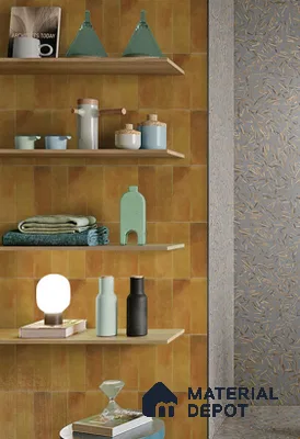 Subway Wall Tile TL 05003 B Lucent Vertiline Brick Gold 9 x 3 inch Ceramic Glossy Finish - 9 mm | Suitable for Highlighter Walls, Foyer, Bathroom, Kitchen Wall & Backsplashes (Sample)