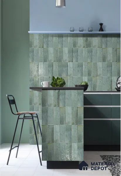 Subway Wall Tile TL 05003 C Lucent Vertiline Brick Grey 9 x 3 inch Ceramic Glossy Finish - 9 mm | Suitable for Highlighter Walls, Foyer, Bathroom, Kitchen Wall & Backsplashes