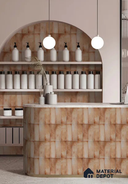 Subway Wall Tile TL 05003 D Lucent Vertiline Brick Brown 9 x 3 inch Ceramic Glossy Finish - 9 mm | Suitable for Highlighter Walls, Foyer, Bathroom, Kitchen Wall & Backsplashes (Sample)