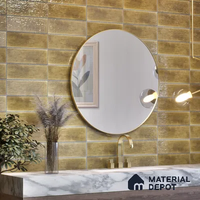 Subway Wall Tile TL 05003 E Lucent Vertiline Brick Wood Brown 9 x 3 inch Ceramic Glossy Finish - 9 mm | Suitable for Highlighter Walls, Foyer, Bathroom, Kitchen Wall & Backsplashes (Sample)