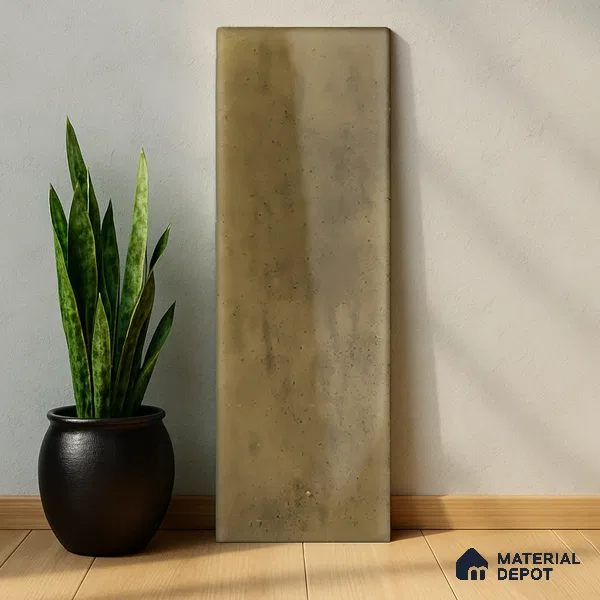 Subway Wall Tile TL 05003 E Lucent Vertiline Brick Wood Brown 9 x 3 inch Ceramic Glossy Finish - 9 mm | Suitable for Highlighter Walls, Foyer, Bathroom, Kitchen Wall & Backsplashes (Sample)