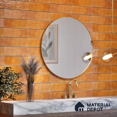 Subway Wall Tile TL 05003 Lucent Vertiline Brick Yellow 9 x 3 inch Ceramic Glossy Finish - 9 mm | Suitable for Highlighter Walls, Foyer, Bathroom, Kitchen Wall & Backsplashes (Sample)
