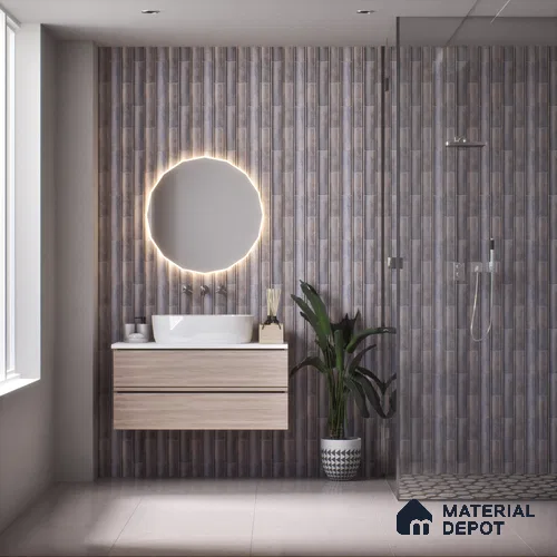Subway Wall Tile TL 05000 B Lucent Silver Lining 12 x 3 inch Ceramic Matte Finish - 6 mm | Suitable for Highlighter Walls, Foyer, Bathroom, Kitchen Wall & Backsplashes