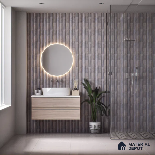 Subway Wall Tile TL 05000 B Lucent Silver Lining 12 x 3 inch Ceramic Matte Finish - 6 mm | Suitable for Highlighter Walls, Foyer, Bathroom, Kitchen Wall & Backsplashes (Sample)