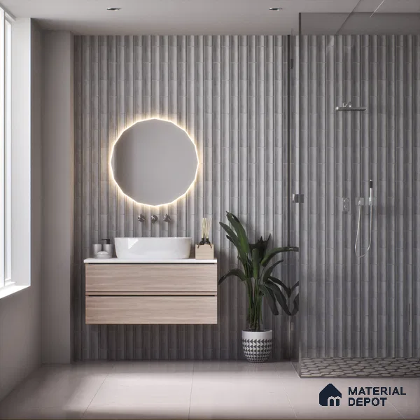 Subway Wall Tile TL 05000 C Lucent Grey Glitters 12 x 3 inch Ceramic Matte Finish - 6 mm | Suitable for Highlighter Walls, Foyer, Bathroom, Kitchen Wall & Backsplashes (Sample)