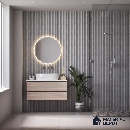 Subway Wall Tile TL 05000 C Lucent Grey Glitters 12 x 3 inch Ceramic Matte Finish - 6 mm | Suitable for Highlighter Walls, Foyer, Bathroom, Kitchen Wall & Backsplashes
