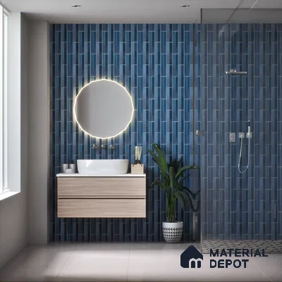 Subway Wall Tile TL 05001 B Lucent Aquamarine Glow 12 x 3 inch Ceramic Matte Finish - 9 mm | Suitable for Highlighter Walls, Foyer, Bathroom, Kitchen Wall & Backsplashes (Sample)