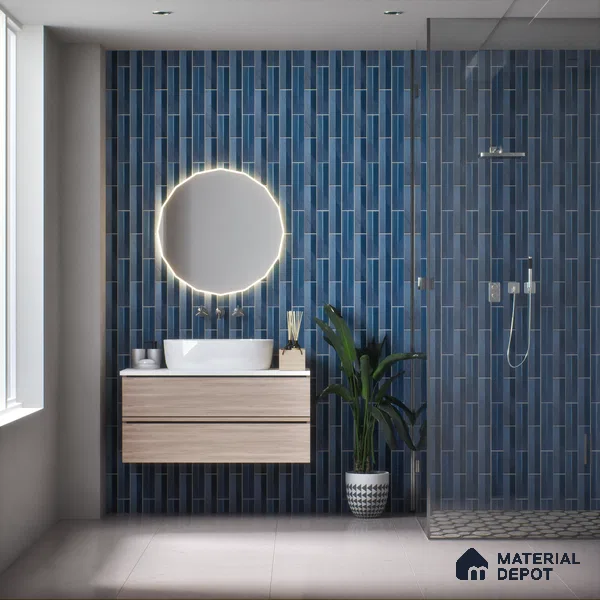 Subway Wall Tile TL 05001 B Lucent Aquamarine Glow 12 x 3 inch Ceramic Matte Finish - 9 mm | Suitable for Highlighter Walls, Foyer, Bathroom, Kitchen Wall & Backsplashes (Sample)