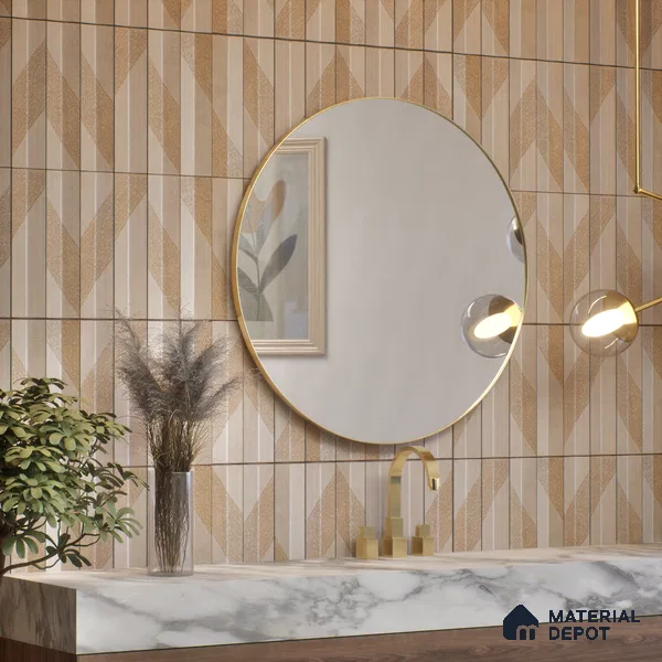 Subway Wall Tile TL 05001 D Lucent Prism Latte 12 x 3 inch Ceramic Matte Finish - 9 mm | Suitable for Highlighter Walls, Foyer, Bathroom, Kitchen Wall & Backsplashes (Sample)
