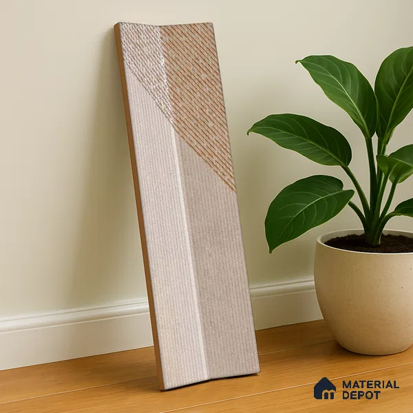 Subway Wall Tile TL 05001 D Lucent Prism Latte 12 x 3 inch Ceramic Matte Finish - 9 mm | Suitable for Highlighter Walls, Foyer, Bathroom, Kitchen Wall & Backsplashes (Sample)