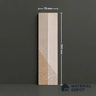 Subway Wall Tile TL 05001 D Lucent Prism Latte 12 x 3 inch Ceramic Matte Finish - 9 mm | Suitable for Highlighter Walls, Foyer, Bathroom, Kitchen Wall & Backsplashes (Sample)