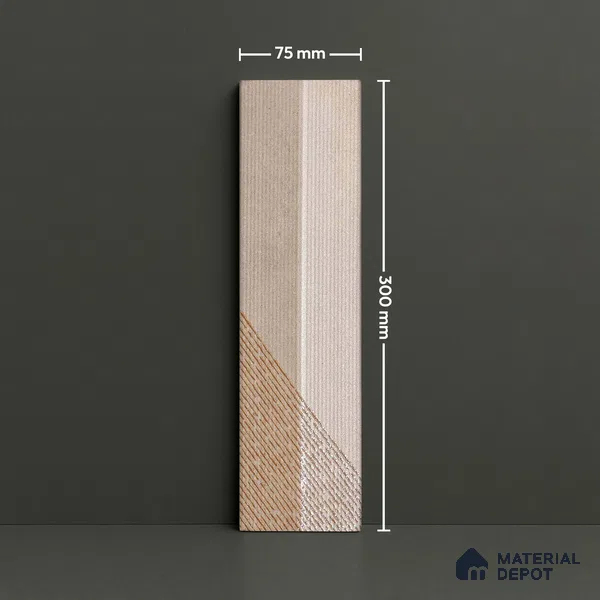 Subway Wall Tile TL 05001 D Lucent Prism Latte 12 x 3 inch Ceramic Matte Finish - 9 mm | Suitable for Highlighter Walls, Foyer, Bathroom, Kitchen Wall & Backsplashes (Sample)