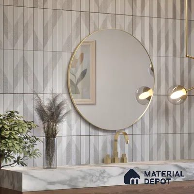 Subway Wall Tile TL 05001 F Lucent Liner White Lilac 12 x 3 inch Ceramic Matte Finish - 9 mm | Suitable for Highlighter Walls, Foyer, Bathroom, Kitchen Wall & Backsplashes (Sample)