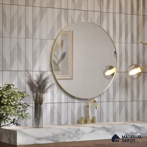 Subway Wall Tile TL 05001 F Lucent Liner White Lilac 12 x 3 inch Ceramic Matte Finish - 9 mm | Suitable for Highlighter Walls, Foyer, Bathroom, Kitchen Wall & Backsplashes (Sample)