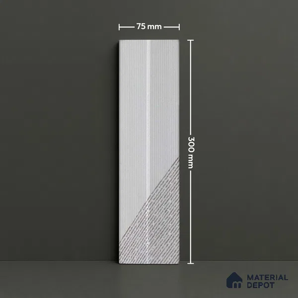 Subway Wall Tile TL 05001 F Lucent Liner White Lilac 12 x 3 inch Ceramic Matte Finish - 9 mm | Suitable for Highlighter Walls, Foyer, Bathroom, Kitchen Wall & Backsplashes (Sample)
