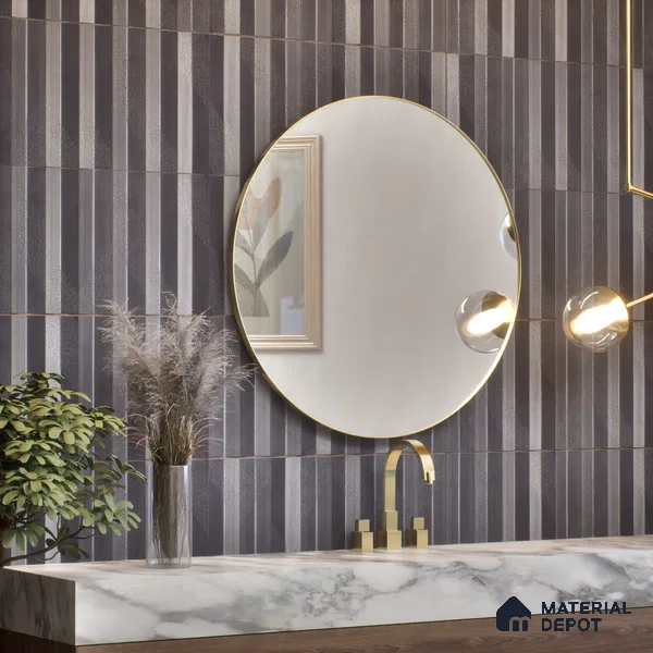 Subway Wall Tile TL 05001 Lucent Weaved Shadows 12 x 3 inch Ceramic Matte Finish - 9 mm | Suitable for Highlighter Walls, Foyer, Bathroom, Kitchen Wall & Backsplashes (Sample)