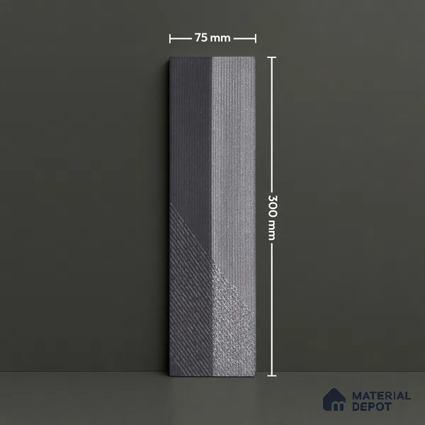 Subway Wall Tile TL 05001 Lucent Weaved Shadows 12 x 3 inch Ceramic Matte Finish - 9 mm | Suitable for Highlighter Walls, Foyer, Bathroom, Kitchen Wall & Backsplashes (Sample)