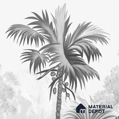 Monochrome Palm haven Wallpaper for Walls Sukoon Series Canvas Nature Design (Customised Size Wallpaper)