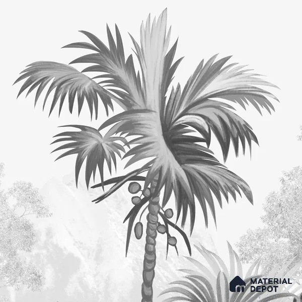 Monochrome Palm haven Wallpaper for Walls Sukoon Series Handmade Nature Design (Customised Size Wallpaper)